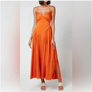 NTW Self-Portrait Women's Tie Bodice Midi Dress - Burnt Orange (Size: US 4)